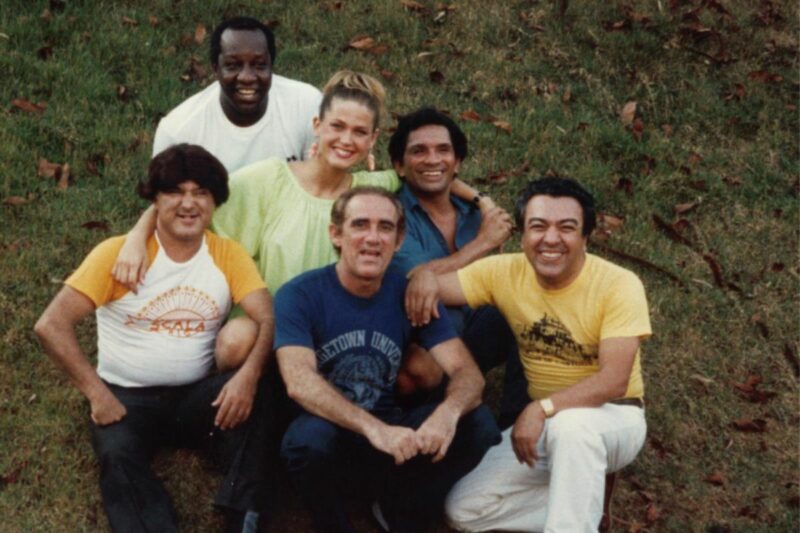 1985 - Mauricio de Sousa, Xuxa, Renato Aragão, Mussum, Zacarias e Dedé Santana.(Imagem: Acervo/MSP Estúdios)